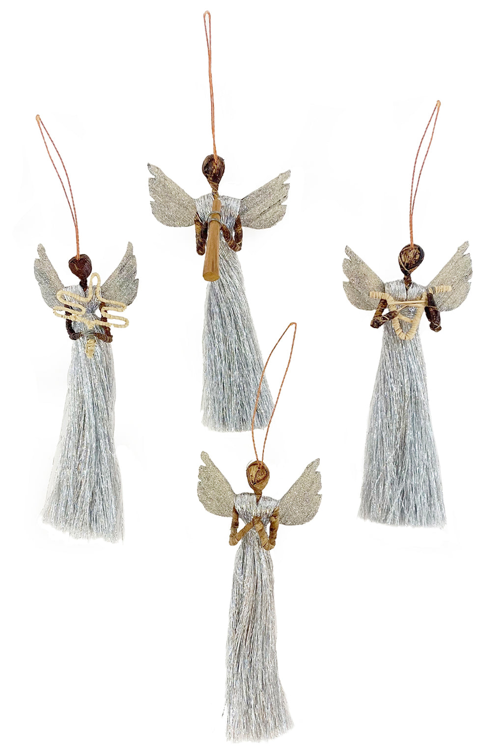 Banana Fiber & Silver Thread Angel Ornament