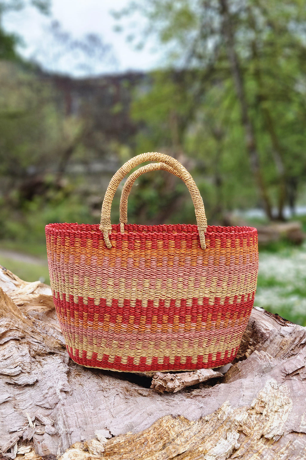 <i>Accra Sunset</i>  Patterned Grass Tote