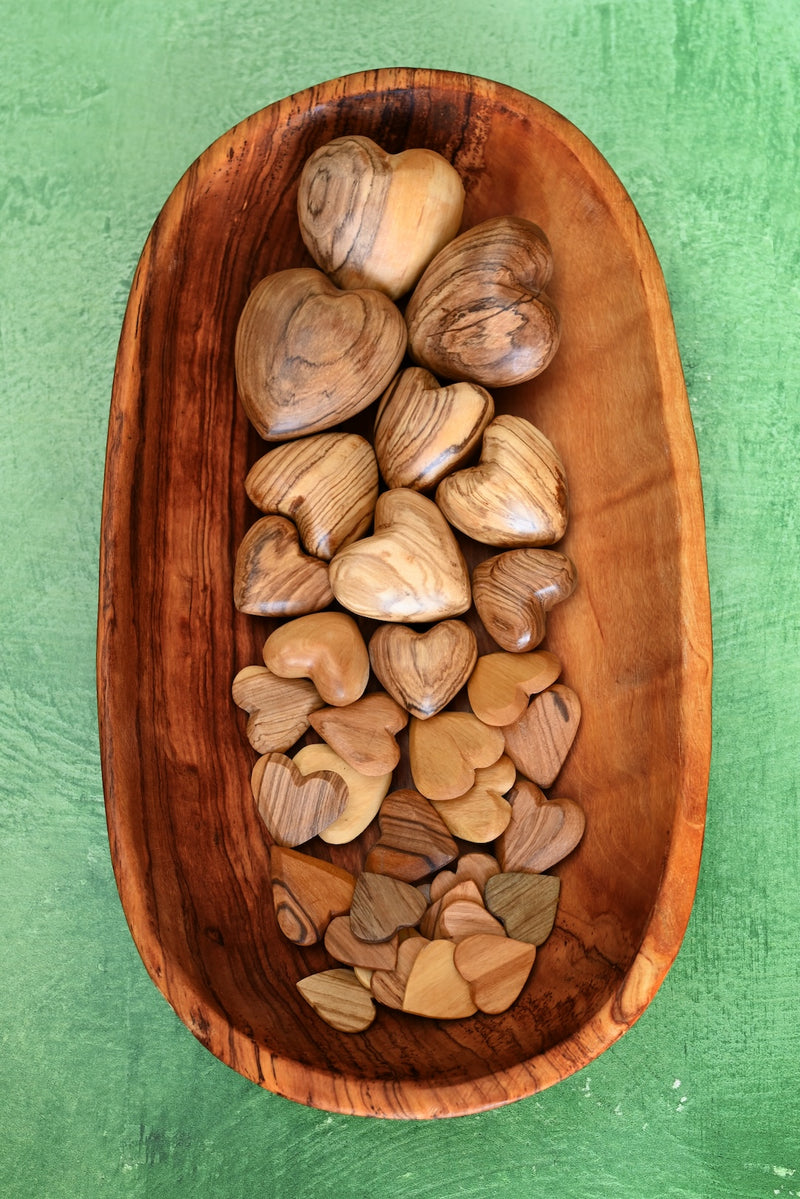 Hand Carved Wild Olive Wood Hearts - Valentine's Day Gifts