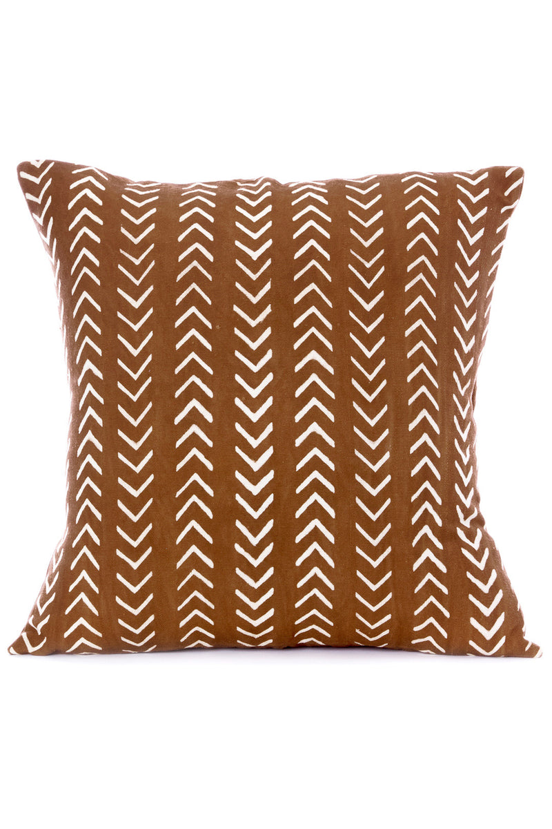 Mudcloth Brown Arrow Print Cotton Pillow Cover