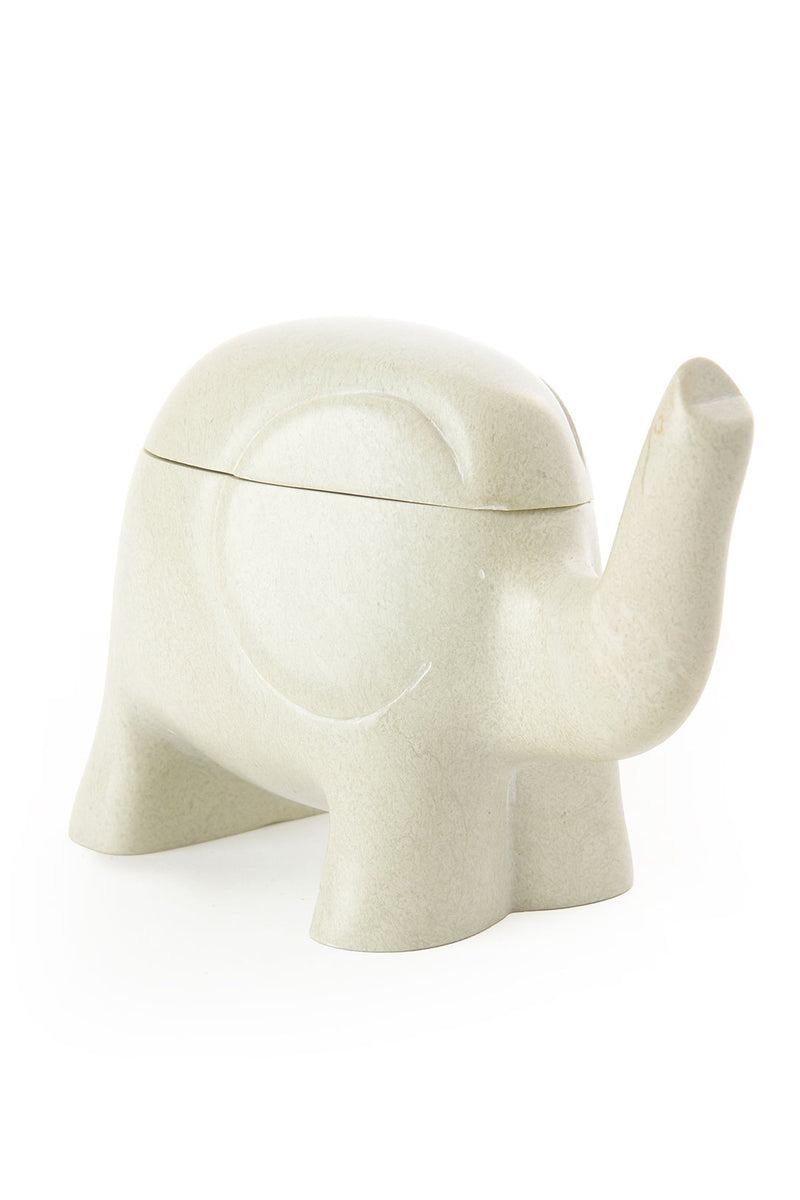 Natural Soapstone Elephant Treasure Box – African Modern - Swahili