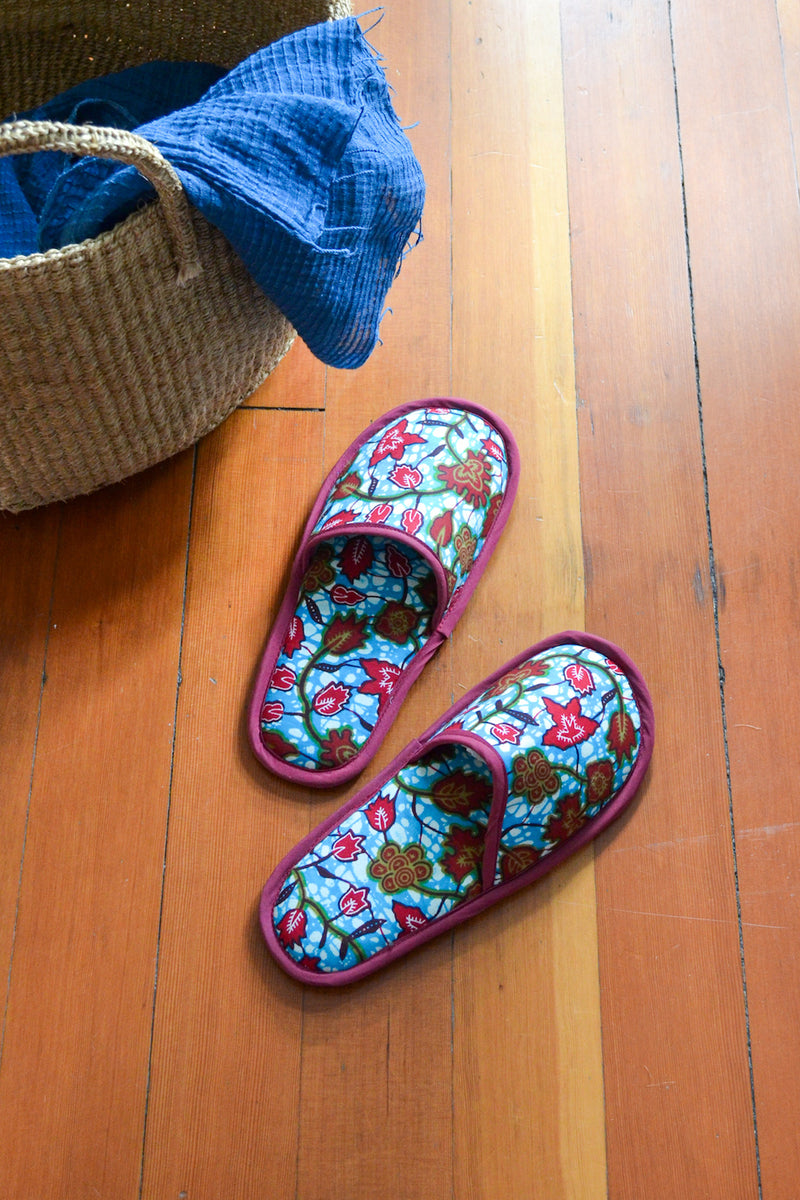 Small Assorted Ankara Cloth House Slippers from Ghana