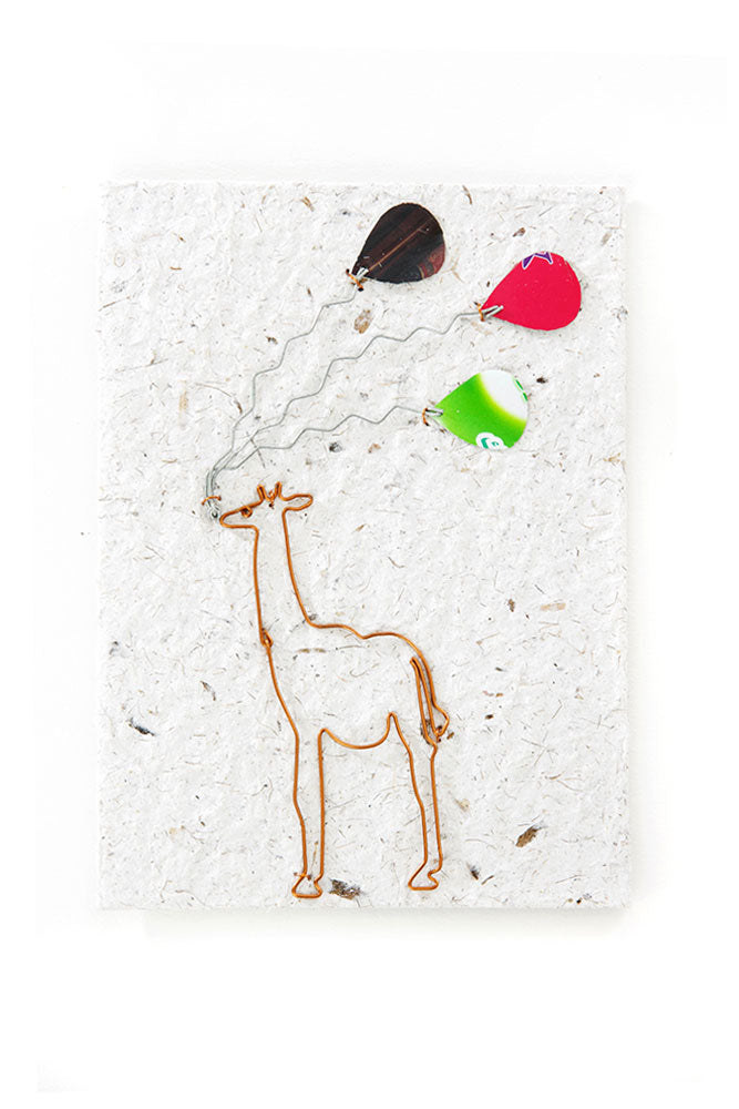 Celebratory Giraffe Handmade Note Card from Kenya