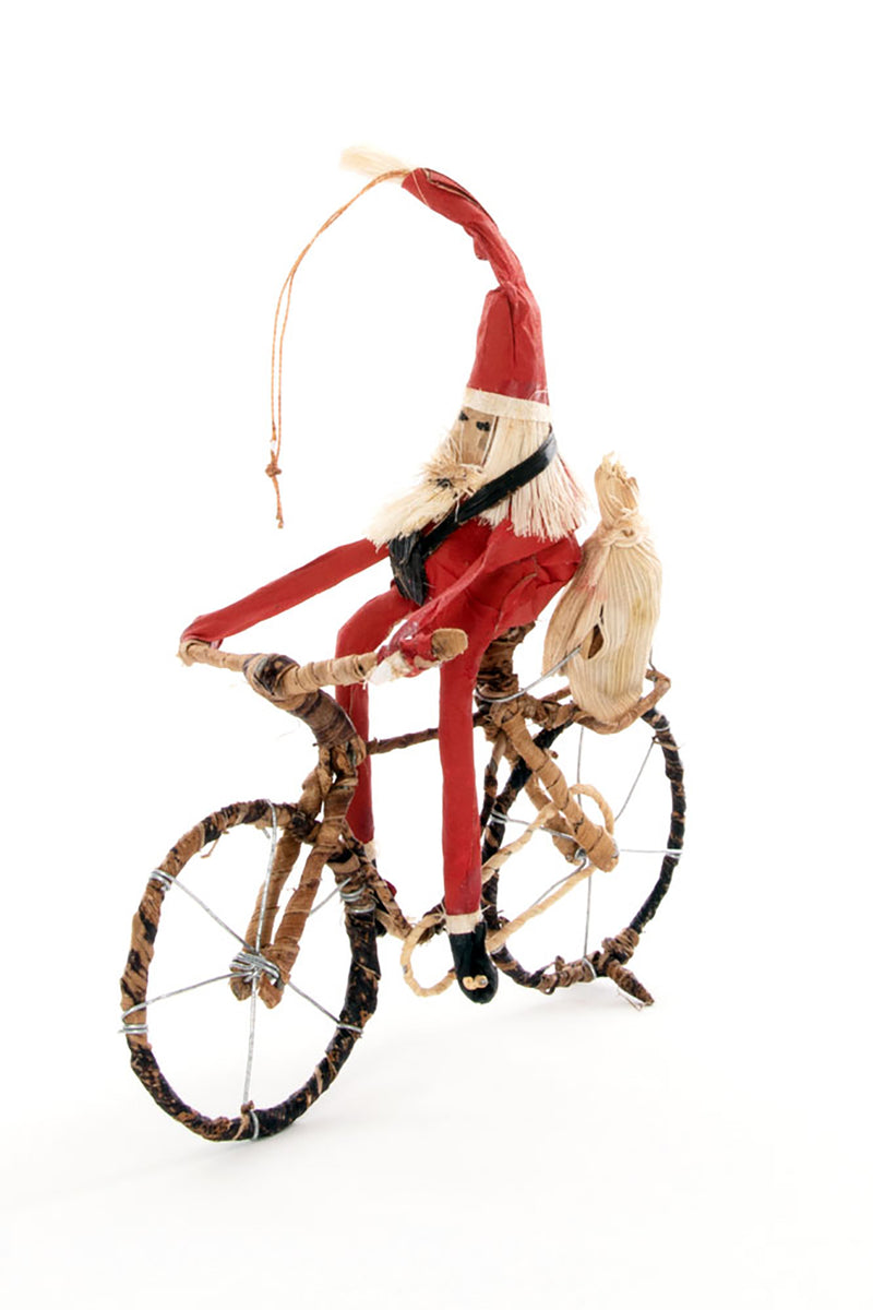 Cycling Santa Banana Fiber Holiday Ornament