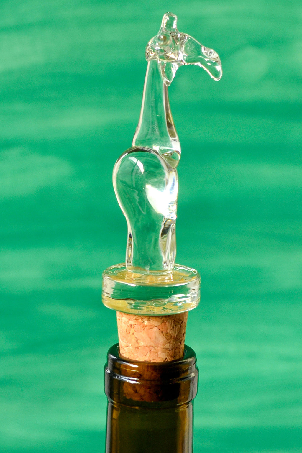 Handblown Recycled Glass Giraffe Bottle Stopper Default Title