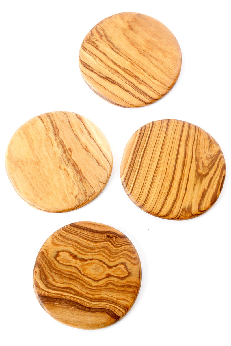 Set of Four Kenyan Wild Olive Wood Coasters