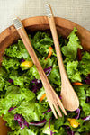 Slender Wild Olive Wood Salad Servers with Etched Bone Handles Default Title