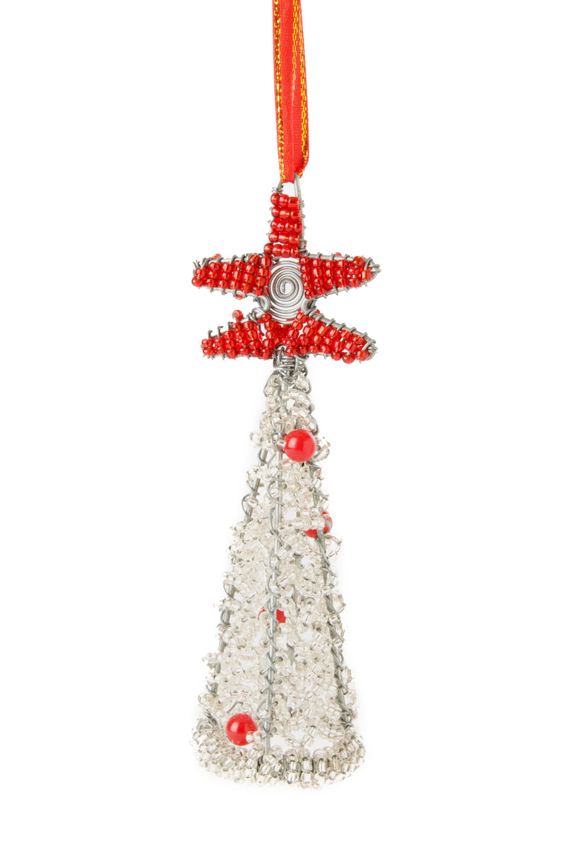 Silver Beaded Krismasi Christmas Tree Ornament