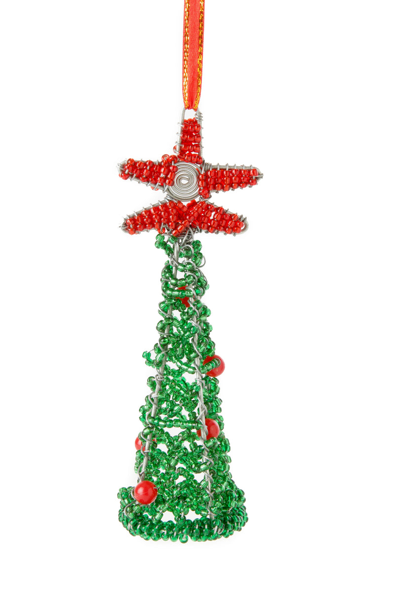Green Beaded Krismasi Christmas Tree Ornament