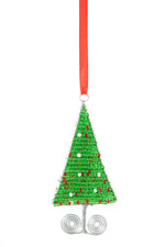 Green Glass Bead Christmas Tree Ornament