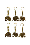 Set of 6 South African Brass Elephant Keychains