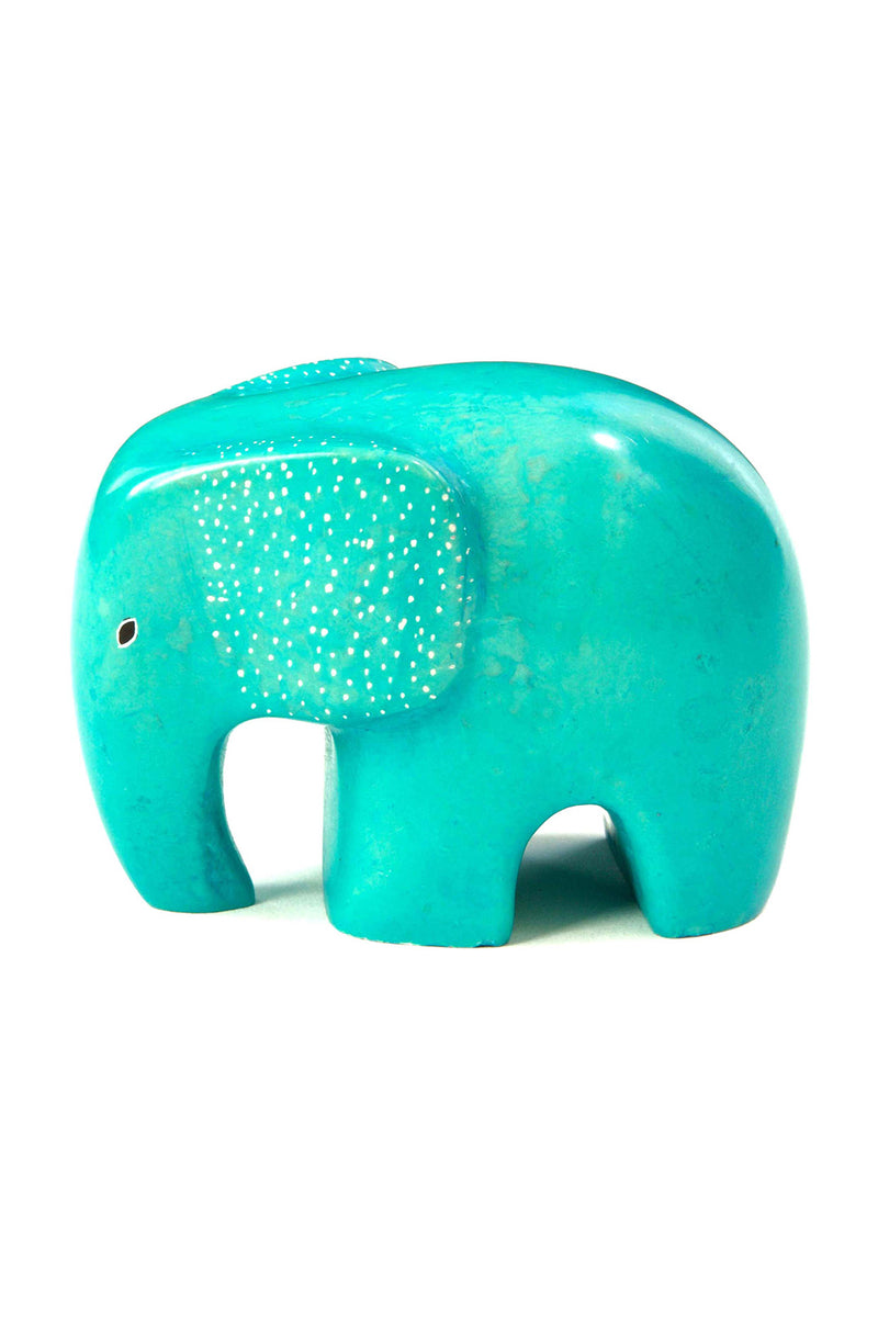 Aqua Bashful Elephant Soapstone Sculpture Default Title