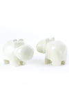 Set of 2 Natural Soapstone Hippo Sculptures