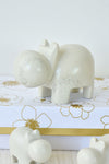 Set of 2 Natural Soapstone Hippo Sculptures