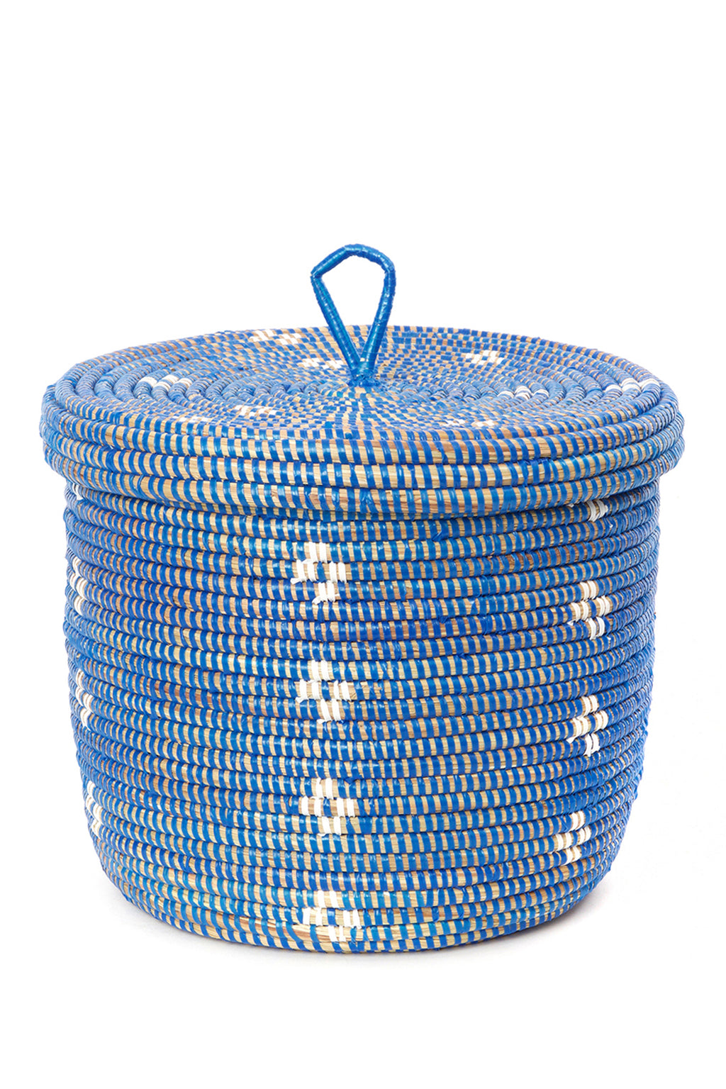 Blue and White Blossom Lidded Storage Basket