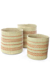 Traditional Iringa Baskets with Rust Red Accents