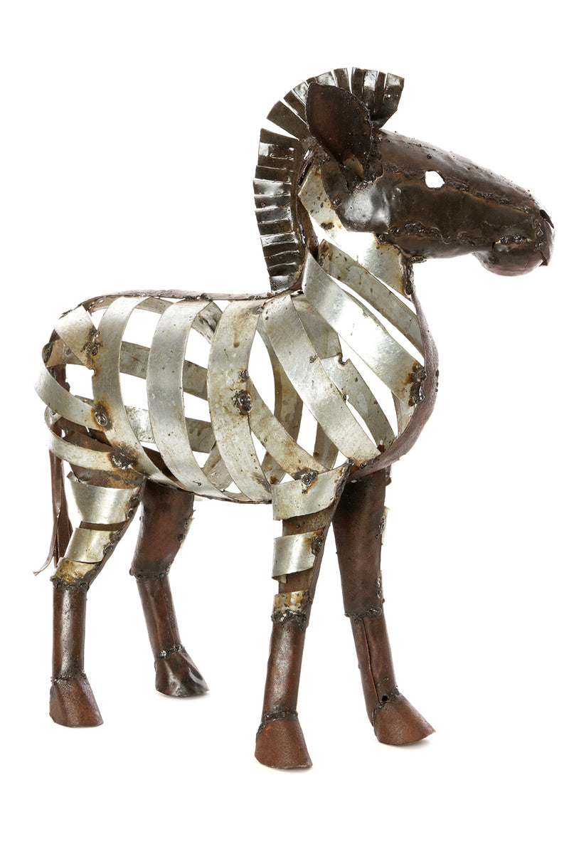 Recycled Metal Ribbon Zebra Sculpture