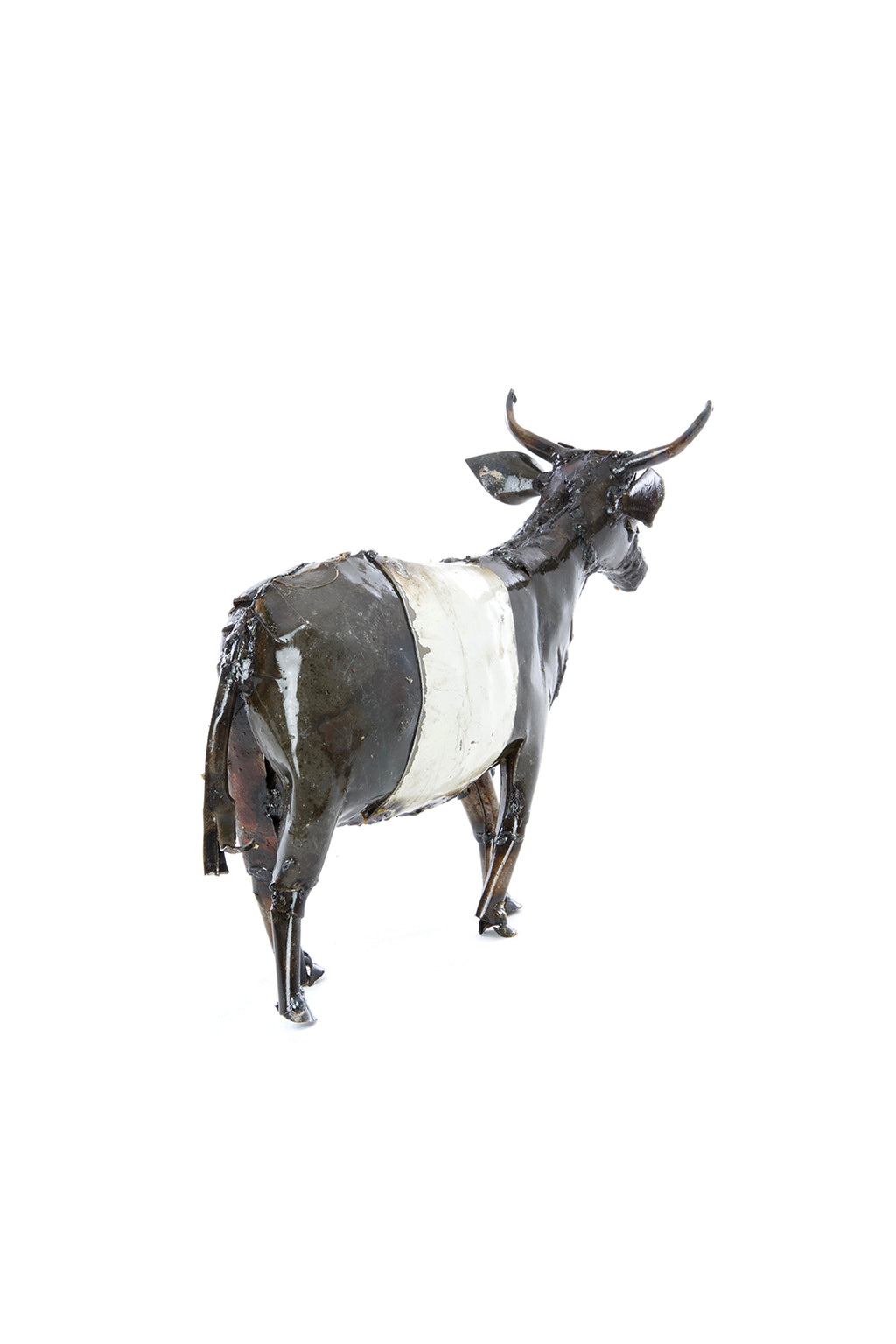 Mini Recycled Oil Drum Milk Cow Sculpture