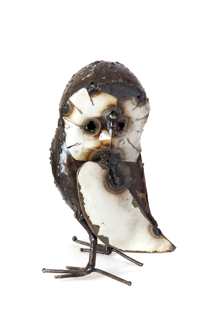 Recycled Metal Curious Owl Sculptures