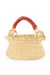Petite Natural Swing Basket with Brown Leather Handle