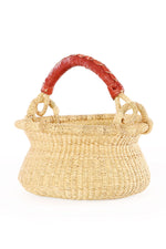 Petite Natural Swing Basket with Brown Leather Handle