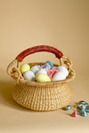 Petite Natural Swing Basket with Brown Leather Handle