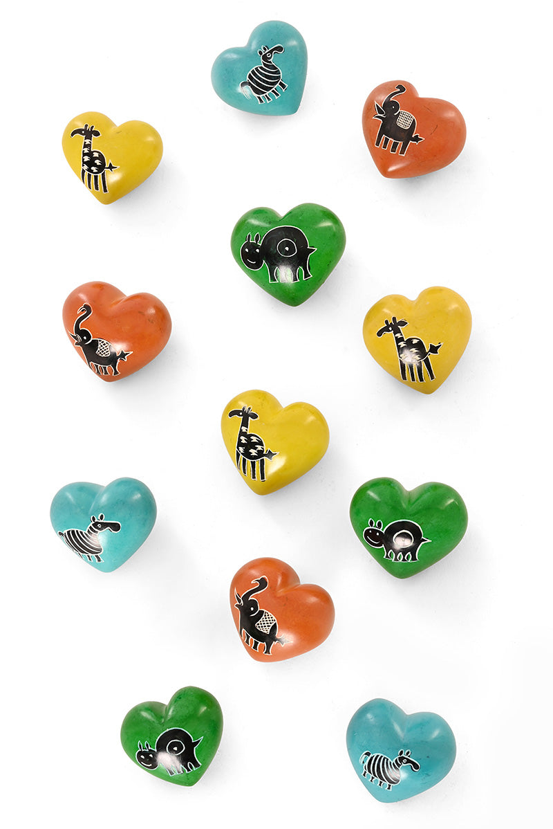 Colorful Animal Soapstone Hearts