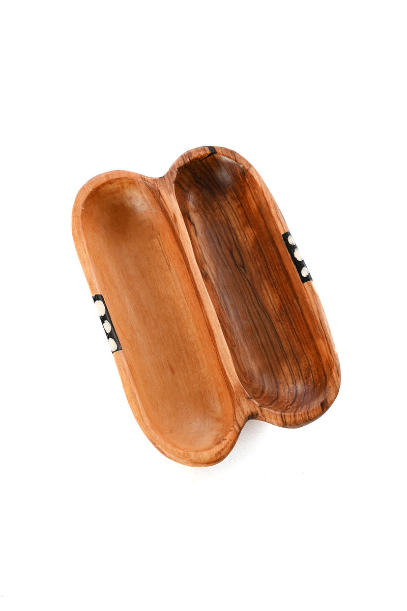 <i>Imperfect:</i> Wild Olive Wood & Cow Bone Side by Side Condiment Dish