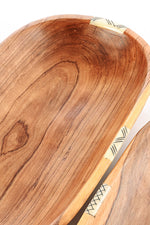 <i>Imperfect:</i> Olive Wood Oval Bowl with Striped Bone Inlay