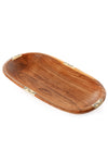 <i>Imperfect:</i> Olive Wood Oval Bowl with Striped Bone Inlay