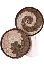 <i>Imperfect:</i> Brown and White Leather Trimmed Basket in Assorted Patterns