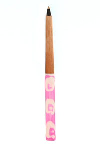 Akamba Batik Dyed Cow Bone and Wild Olive Wood Ink Pen - Pink