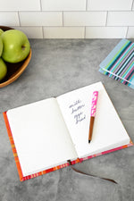 Akamba Batik Dyed Cow Bone and Wild Olive Wood Ink Pen - Pink