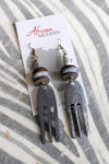 Kenyan Cow Bone Gray Comb Earrings