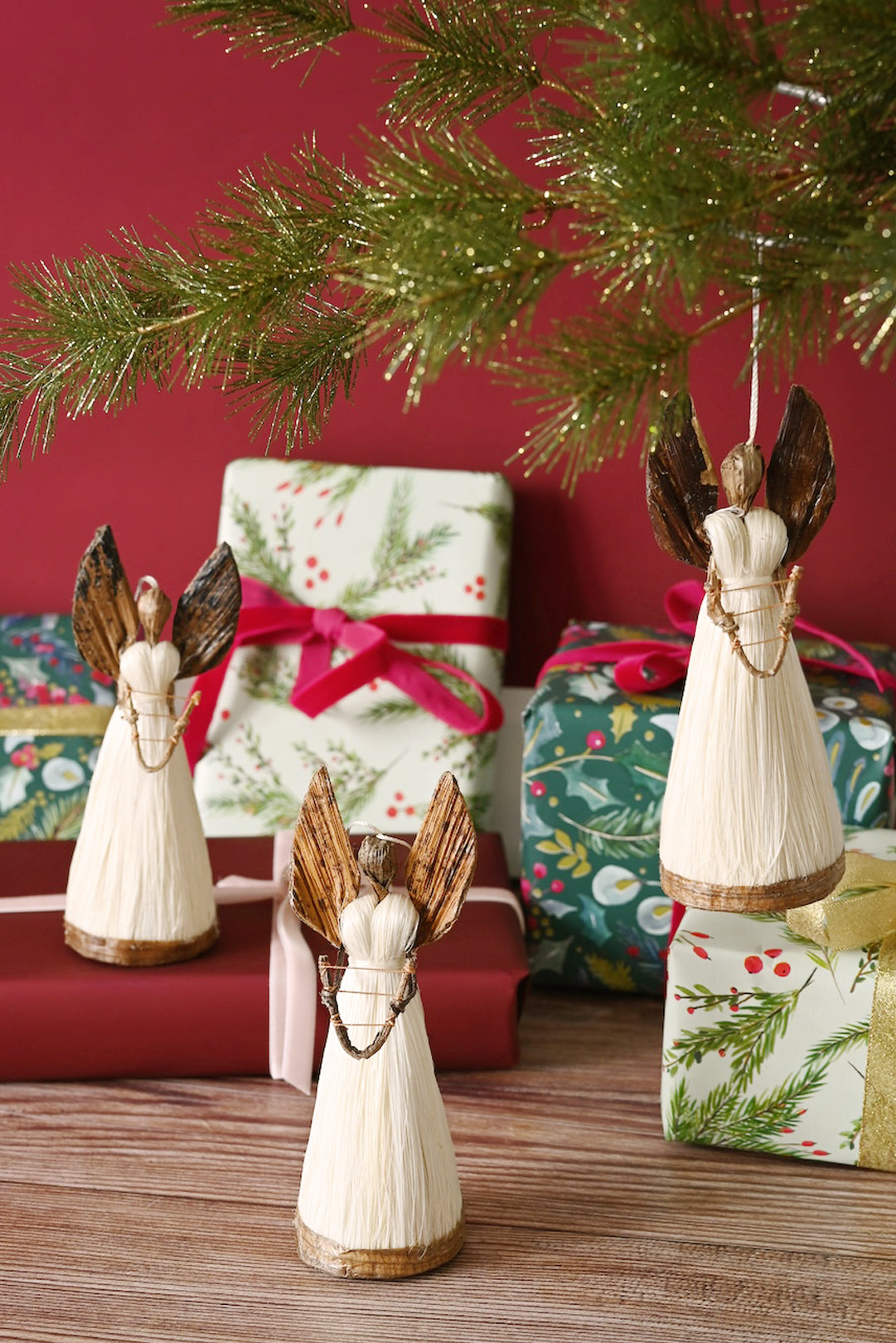Sisal Angel Song Holiday Ornament