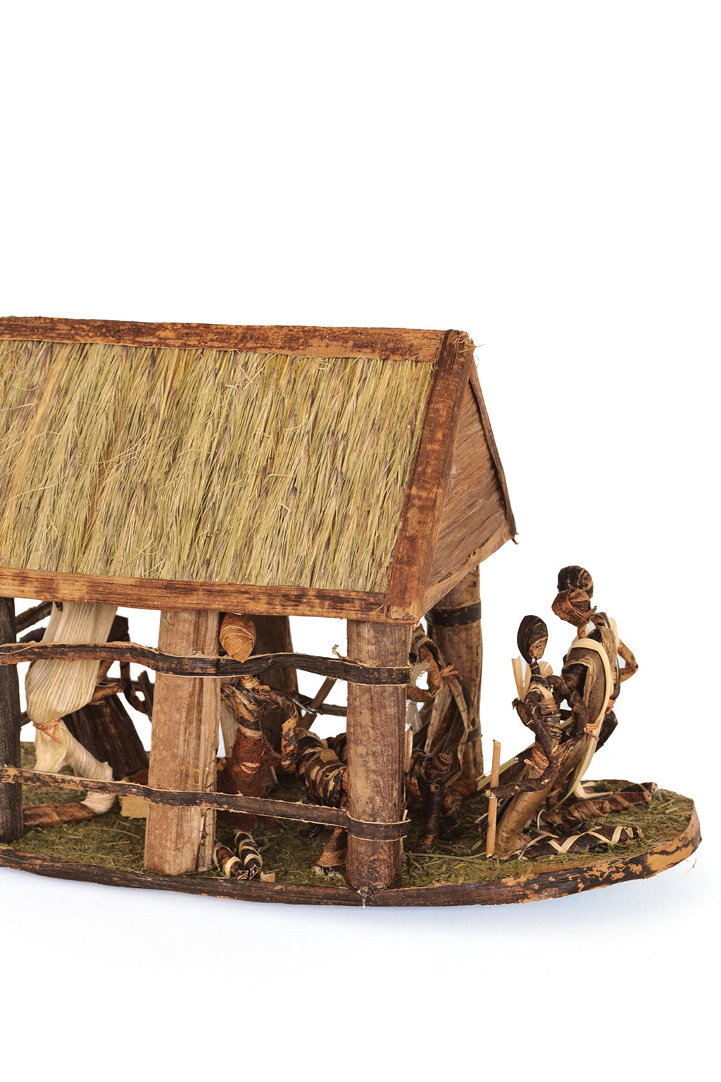 Away in a Manger Banana Fiber Rustic Stable Nativity