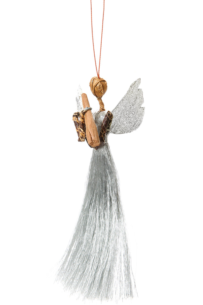 Banana Fiber & Silver Thread Angel Ornament