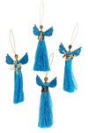 Azure Shimmer Banana Fiber & Thread Angel Ornament