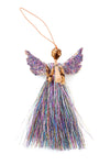 Rainbow Shimmer Banana Fiber & Thread Angel Ornament