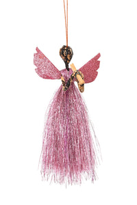 Banana Fiber & Pink Thread Angel Ornament
