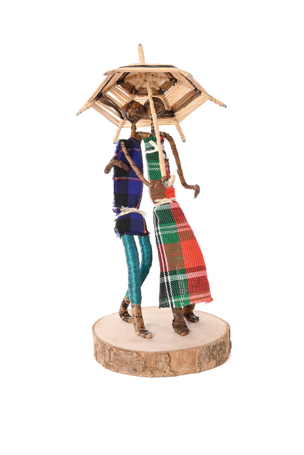 Banana Fiber Strolling Couple Sculpture  - Valentine's Day Gifts