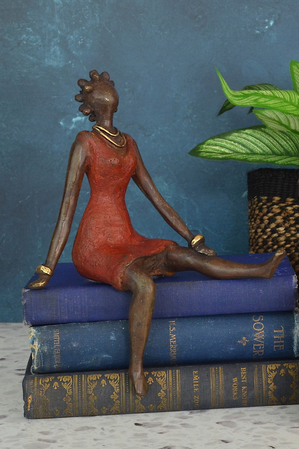 <i>La Femme en Rouge</i> Burkina Bronze Sculpture