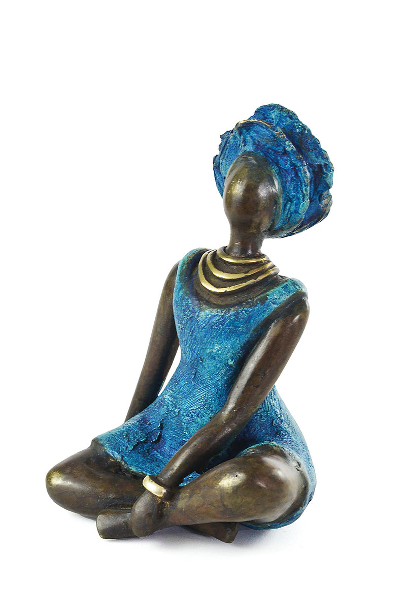 <i>La Femme en Bleu</i> Burkina Bronze Sculpture