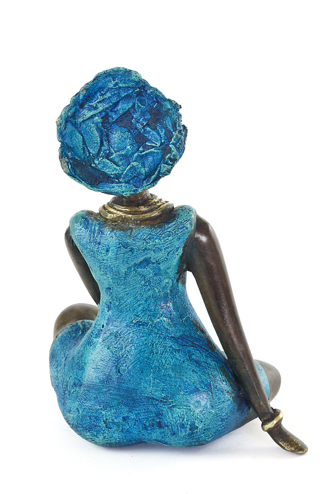 La Femme en Bleu Burkina Bronze Sculpture