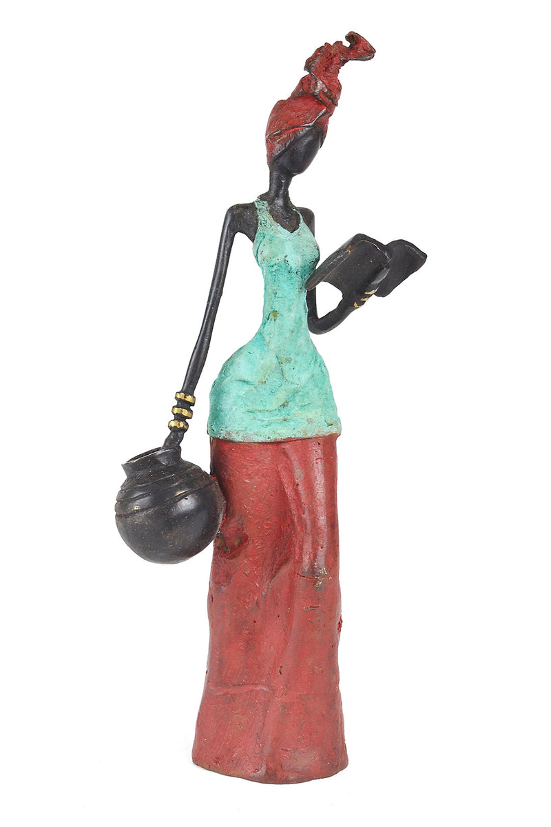 <i>Devoted Reader</i> Burkina Bronze Sculpture