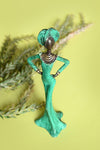 Poised in Emerald Burkina Bronze Sculpture