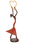 Lifted Heart Burkina Bronze Sculpture in Red