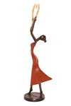 Lifted Heart Burkina Bronze Sculpture in Red