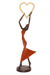 Lifted Heart Burkina Bronze Sculpture in Red