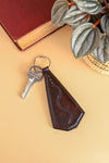 Brown Stamped Leather Key Ring